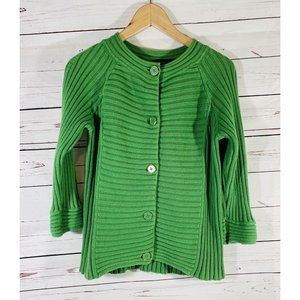 Jones New York Signature Womens Sweater Sz Large Green Ribbed Gold St Patricks
